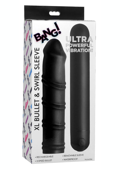 Bang! XL Bullet and Swirl Silicone Sleeve - Black - Set