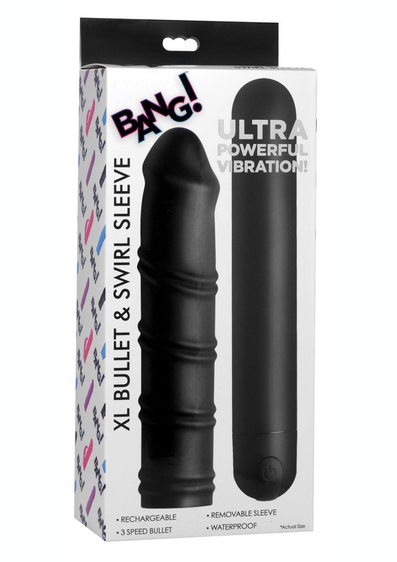 Bang! XL Bullet and Swirl Silicone Sleeve - Black - Set