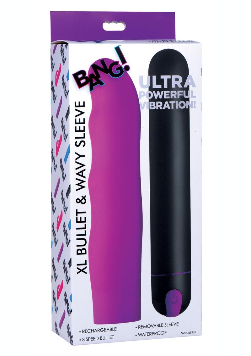 Bang! XL Bullet and Wavy Silicone Sleeve - Purple - Set