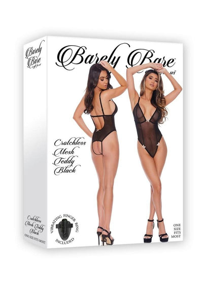 Barely Bare Crotchless Mesh Teddy - Black - One Size