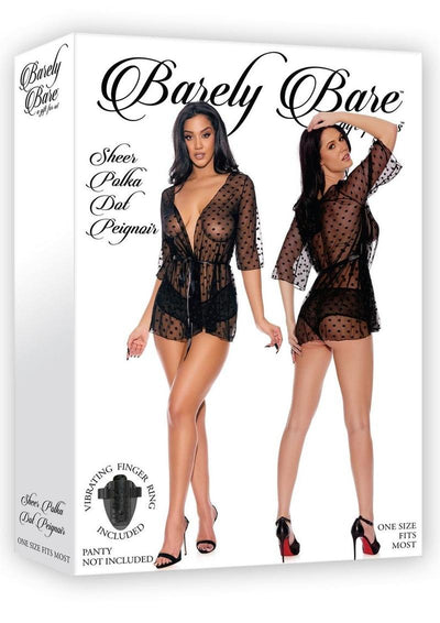 Barely Bare Sheer Polka Dot Robe - Black - One Size