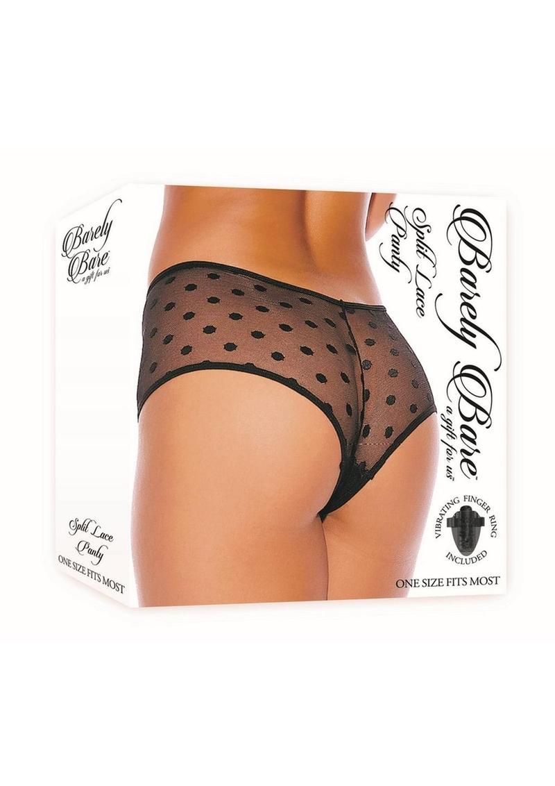 Barely Bare Split Lace Panty - Black - One Size