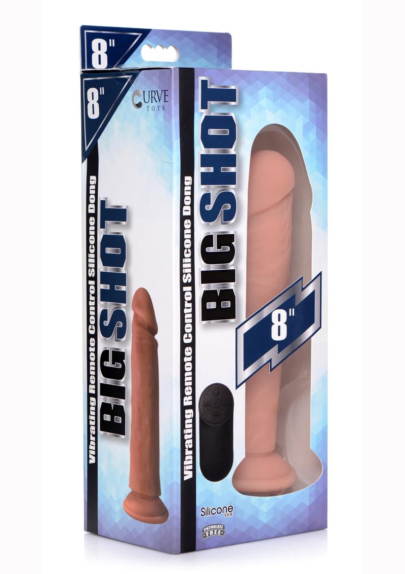 Big Shot Silicone Vibrating Remote Control Rechargeable Dildo - Vanilla - 8in