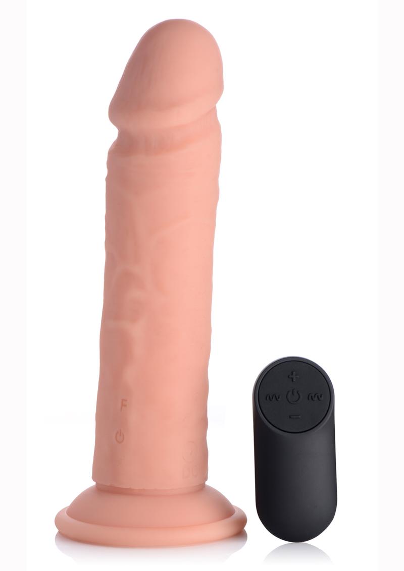 Big Shot Silicone Vibrating Remote Control Rechargeable Dildo - Vanilla - 8in