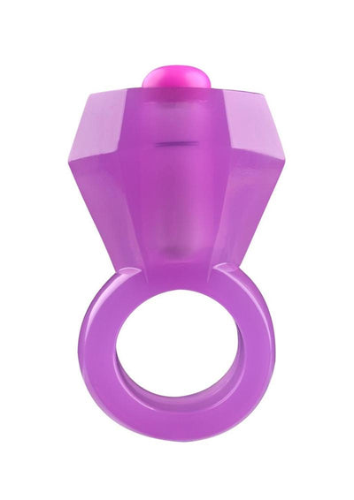 Bling Pop Vibrating Cock Ring - Purple