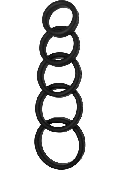 Boneyard Silicone Ring Cock Rings Full Range Kit - Black - 5 Piece Kit