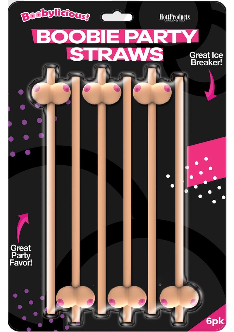 Boobylicious Boobie Party Straws - Flesh/Tan - 6 Per Pack