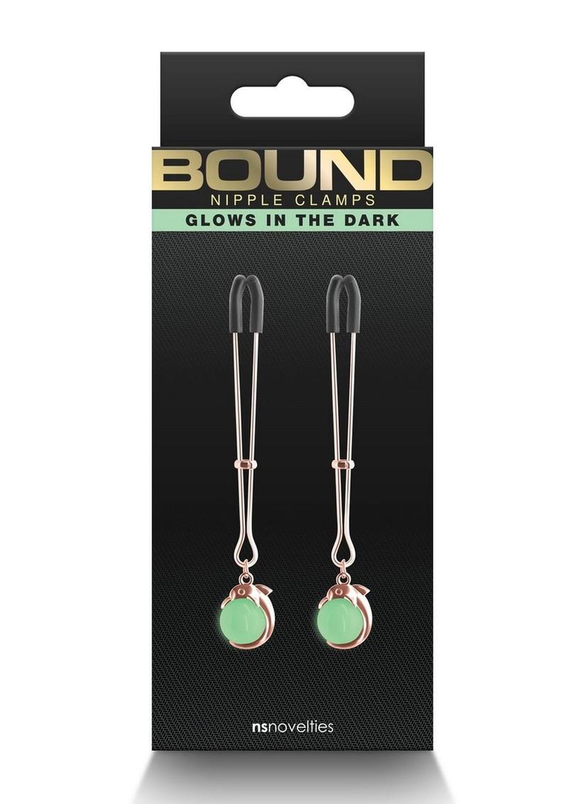 Bound Nipple Clamps G1 Iron - Glow In The Dark/Metal/Rose Gold