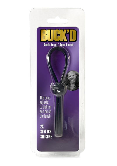 Buck Angel Silicone Adjustable Leash Cock Ring - Black - 4mm