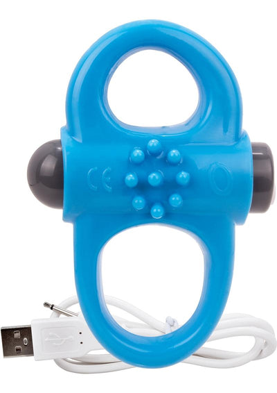 Charged Yoga Rechargeable Silicone Waterproof Cock Ring - Blue