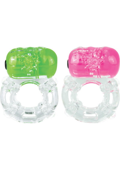 Color Pop Big O Silicone Vibrating Cock Ring Waterproof - Assorted Colors
