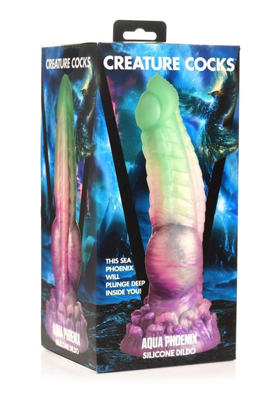 Creature Cocks Aqua Phoenix Silicone Dildo - Multicolor