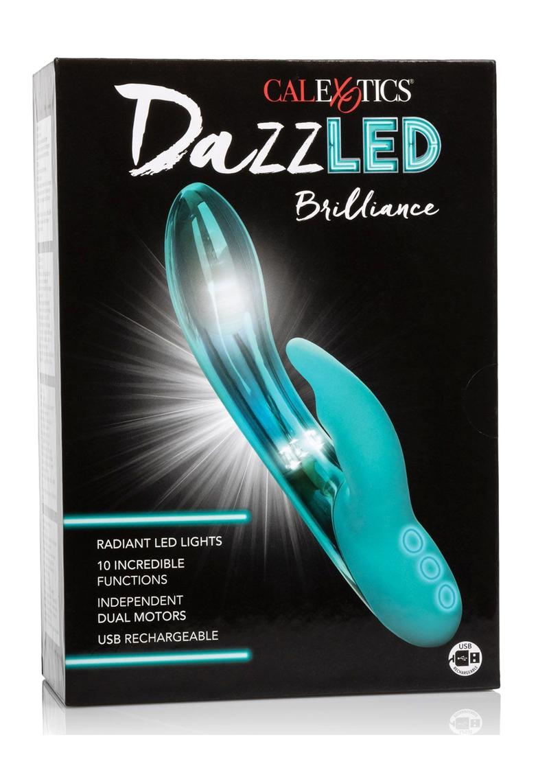 Dazzled Brilliance Led Lights USB Rechargeable Dual Vibrator Waterproof Metallic - Teal - 5in