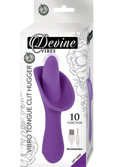 Devine Vibes Vibro Tongue Clit Hugger Rechargeable Silicone Vibrator - Purple