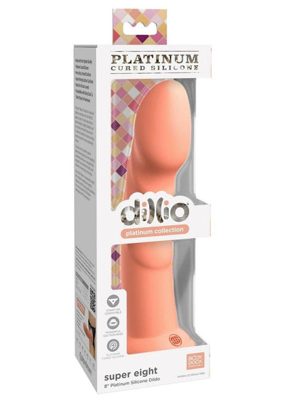 Dillio Platinum Super Eight Silicone Dildo - Orange - 8in