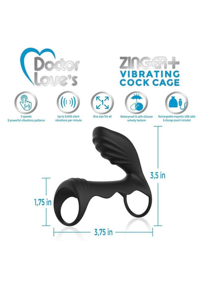 Doctor Love's Zinger Plus Silicone Rechargeable Vibrating Cock Cage