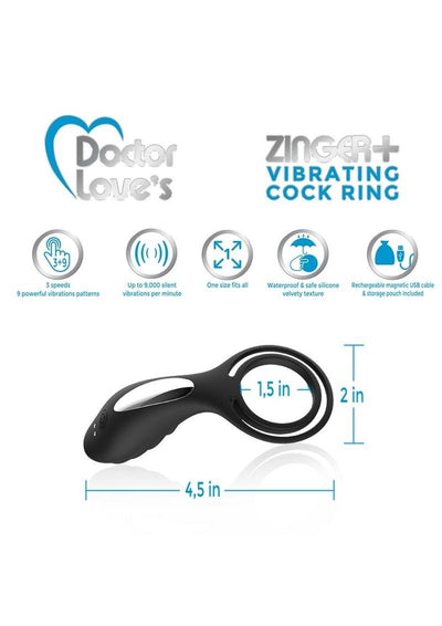 Doctor Love's Zinger Plus Silicone Rechargeable Vibrating Cock Ring