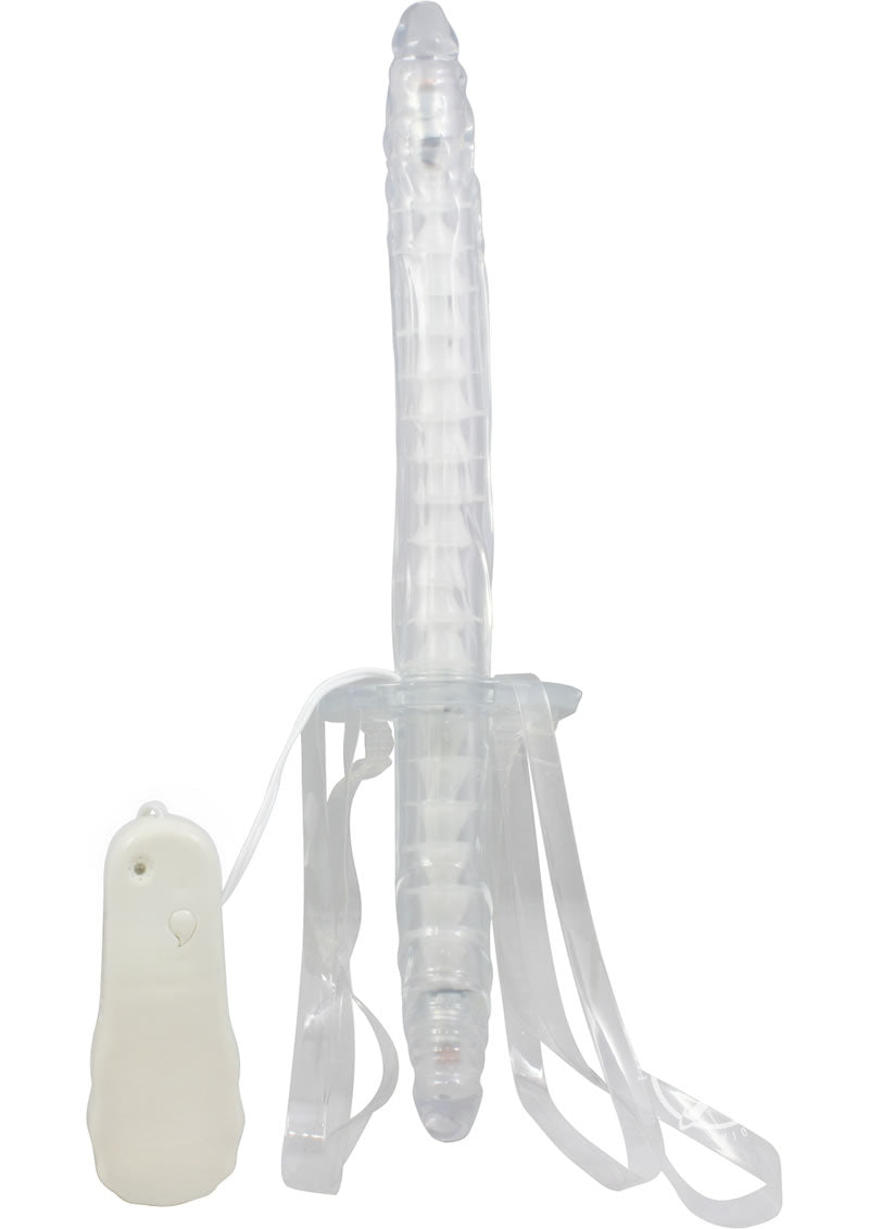 Double Fuk Vibrating Dildo Strap-On - Clear