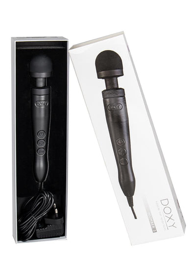 Doxy Number 3 Wand Plug-In Vibrating Body Massager - Black/Matte Black/Metal - Small