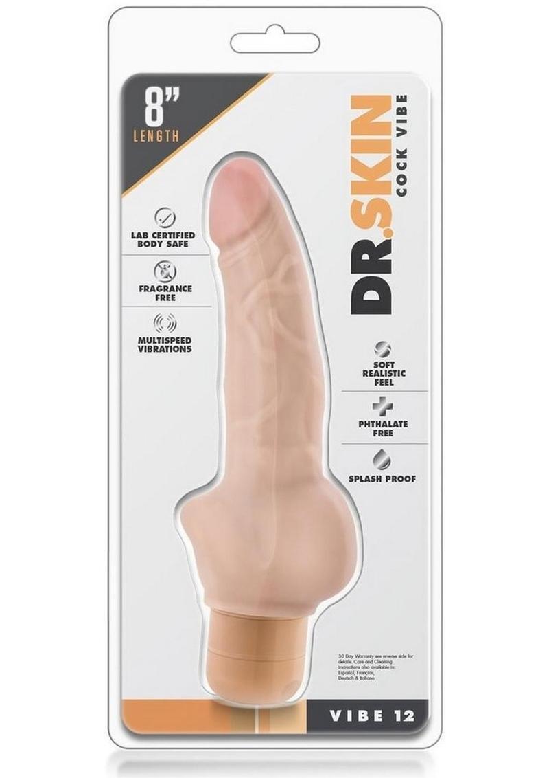 Dr. Skin Cock Vibe 12 Vibrating Dildo - Vanilla - 8in