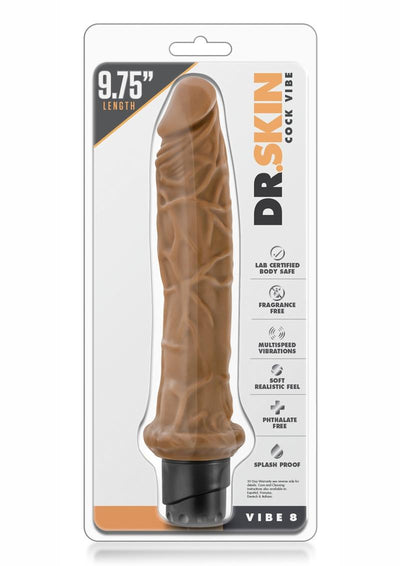 Dr. Skin Cock Vibe 8 Vibrating Dildo - Caramel - 9.75in