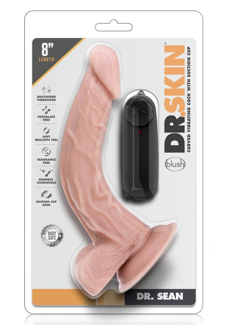 Dr. Skin Dr. Sean Vibrating Dildo with Remote Control - Flesh/Vanilla - 8in