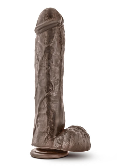 Dr. Skin Mr. Savage Dildo with Balls and Suction Cup - Chocolate - 11.5in