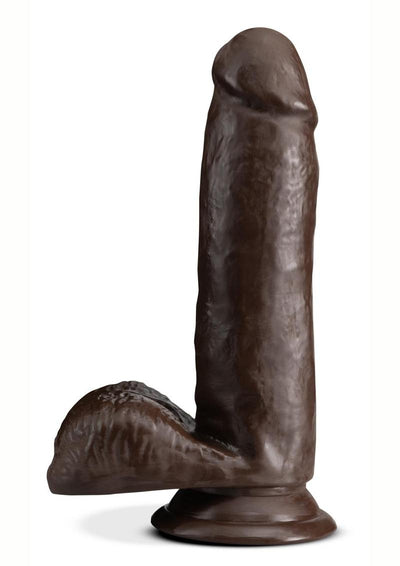 Dr. Skin Plus Posable Dildo with Balls and Suction Cup - Chocolate - 7in