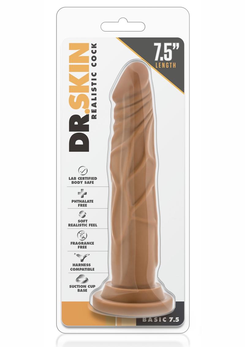 Dr. Skin Realistic Cock Basic 7.5 Dildo - Caramel/Mocha - 7.5in