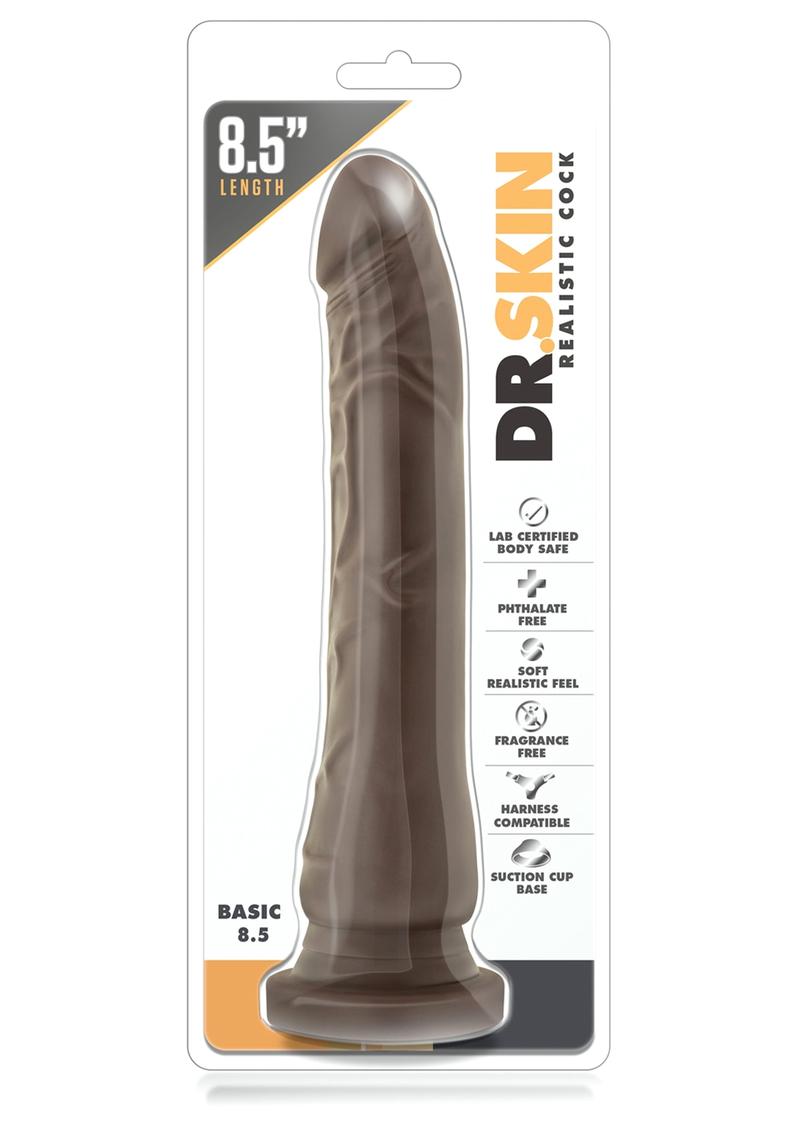 Dr. Skin Realistic Cock Basic 8.5 Dildo - Chocolate - 8.5in