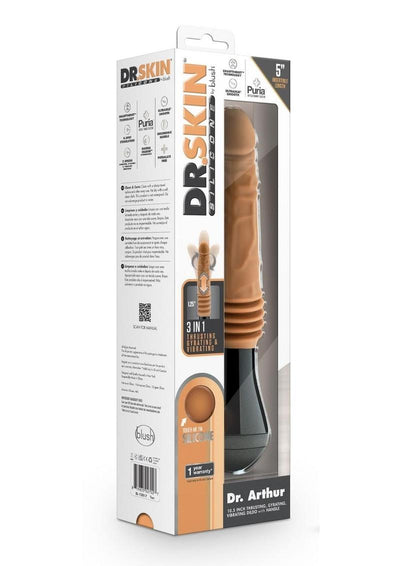 Dr. Skin Silicone Dr. Arthur Rechargeable Thrusting Gyrating Vibrating Dildo - Vanilla - 10.5in