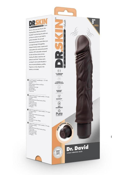 Dr. Skin Silicone Dr. David Vibrating Dildo - Chocolate - 8in