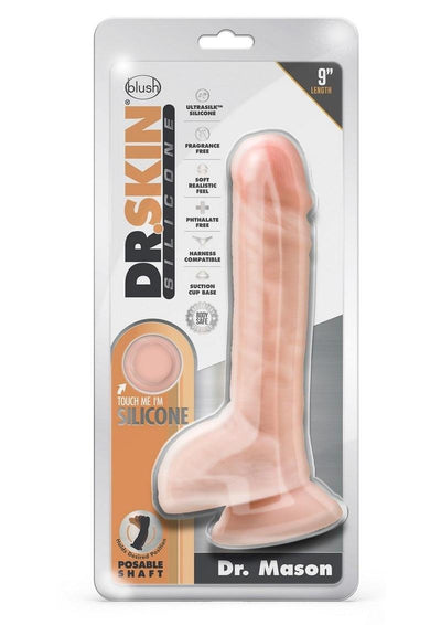 Dr. Skin Silicone Dr. Mason Dildo with Balls and Suction Cup - Vanilla - 9in