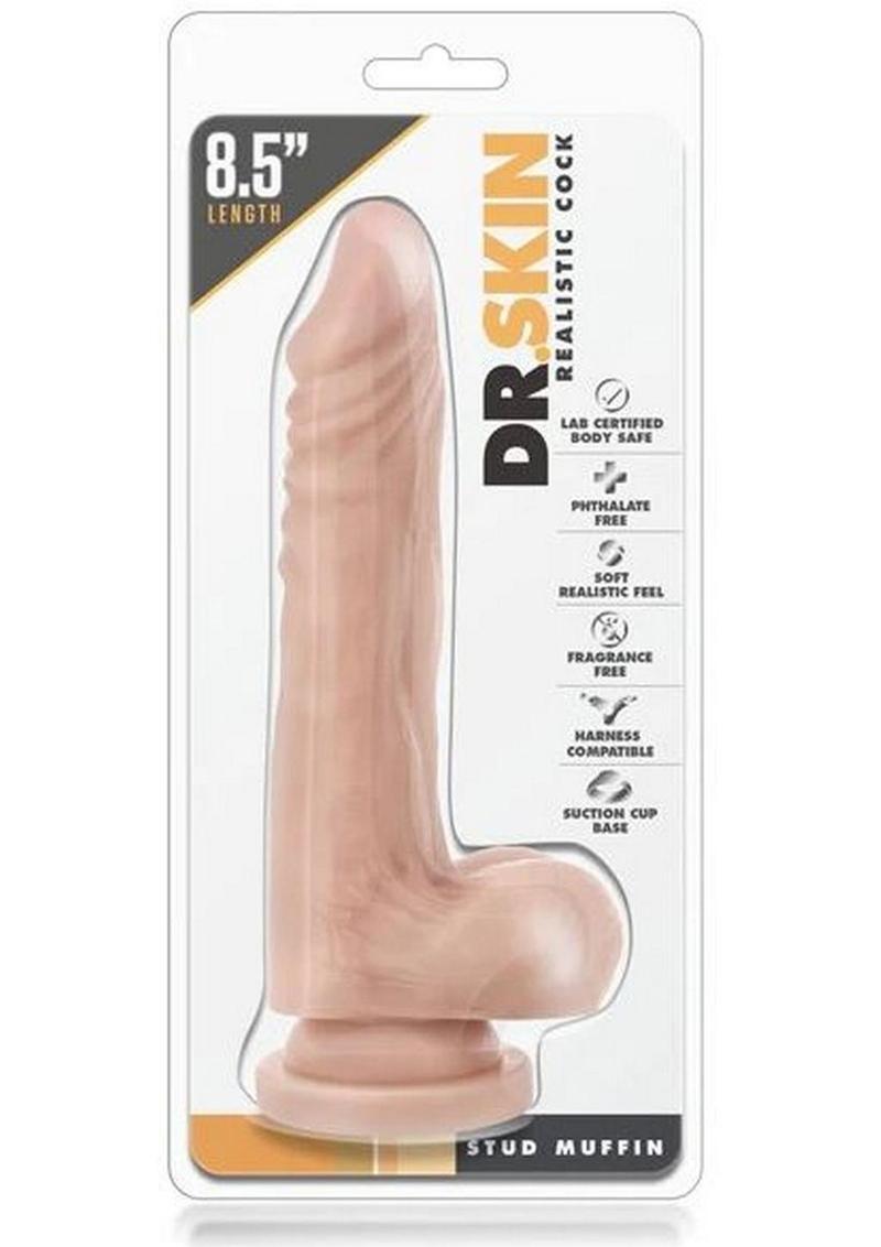 Dr. Skin Stud Muffin Dildo - Flesh/Vanilla - 8.5in