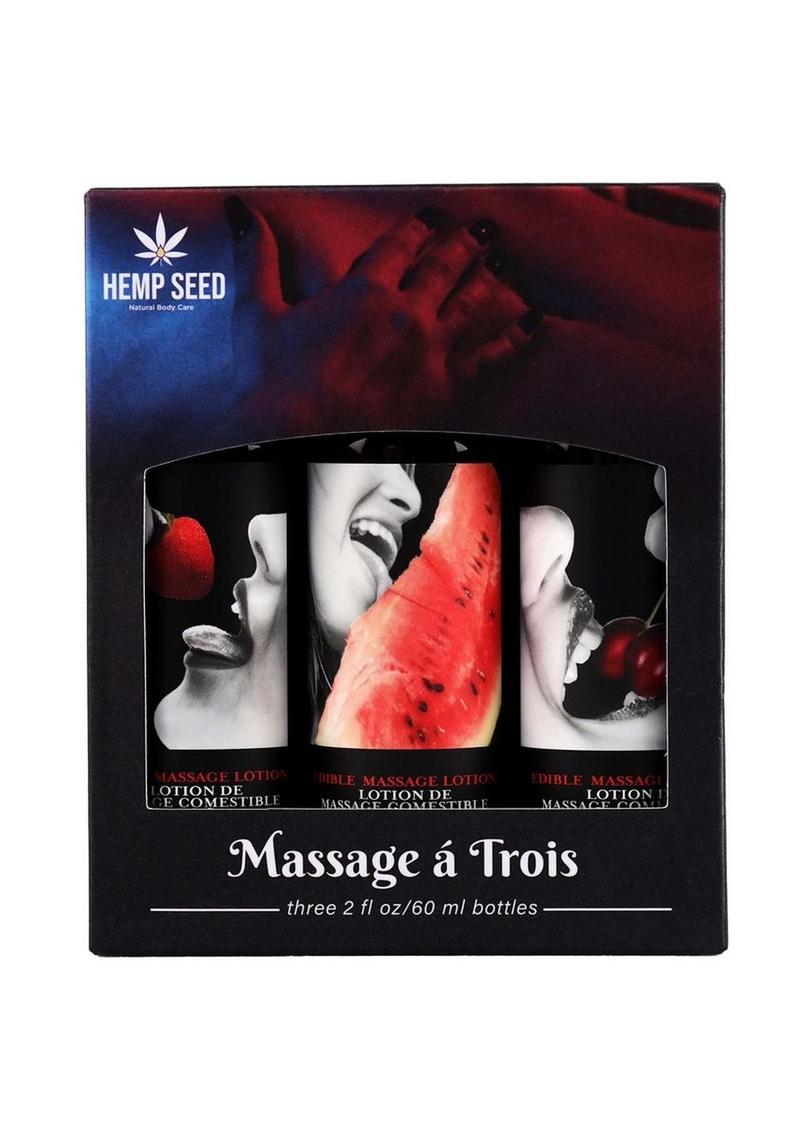 Earthly Body Massage-A-Trois Edible Massage Lotion Gift - Set