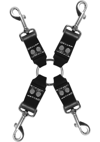 Edge Leather 4 Point Hog Tie - Black/Metal