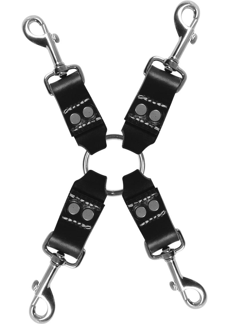 Edge Leather 4 Point Hog Tie - Black/Metal