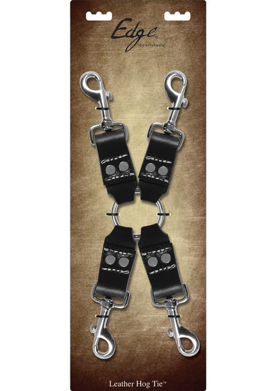 Edge Leather 4 Point Hog Tie - Black/Metal