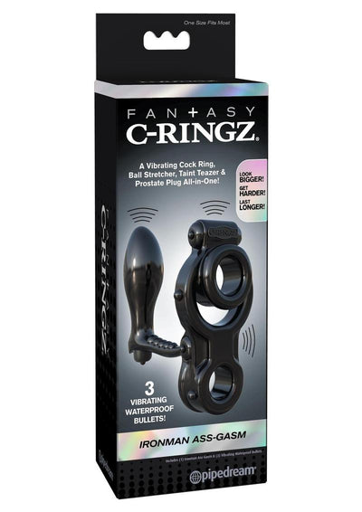 Fantasy C-Ringz Ironman Vibrating Ass-Gasm Cock Ring with Bullet - Black