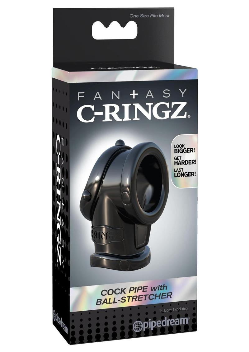 Fantasy C-Ringz Pipe Cock Ring with Ball-Stretcher - Black