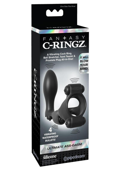 Fantasy C-Ringz Ultimate Silicone Ass-Gasm Cock Ring with Bullets - Black