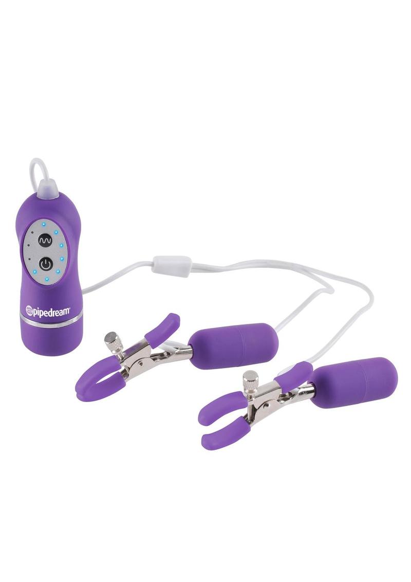 Fetish Fantasy Series 10 Function Vibrating Nipple Clamps with Remote Control