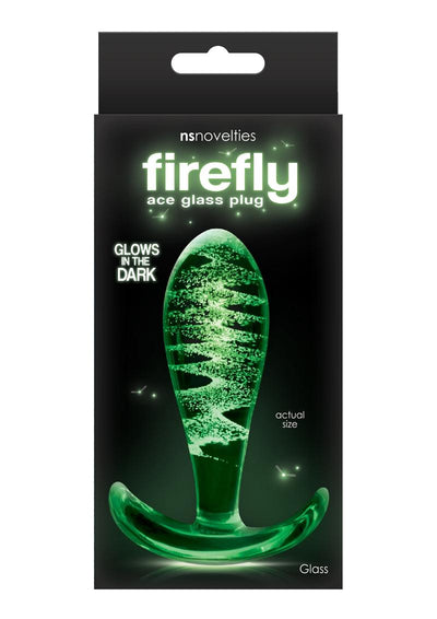 Firefly Ace I Glass Plug Butt Plug - Clear/Glow In The Dark - Small