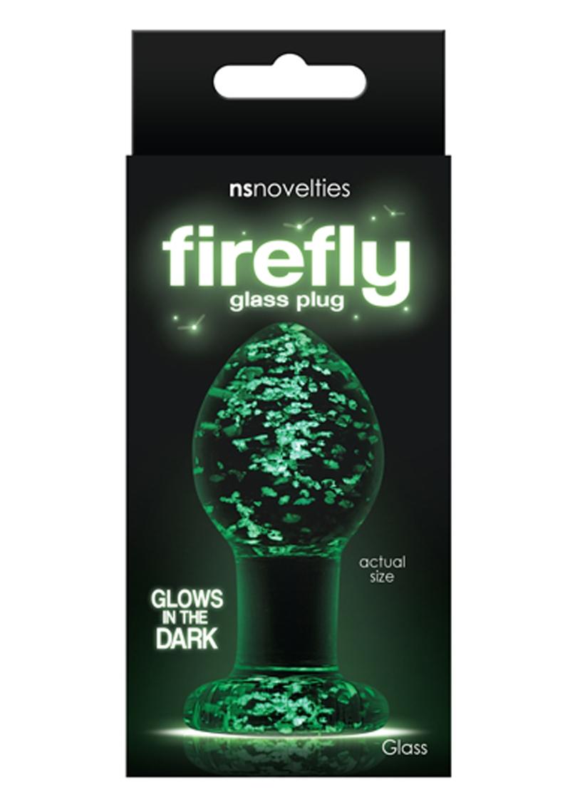 Firefly Glass Plug Butt Plug - Clear/Glow In The Dark - Medium