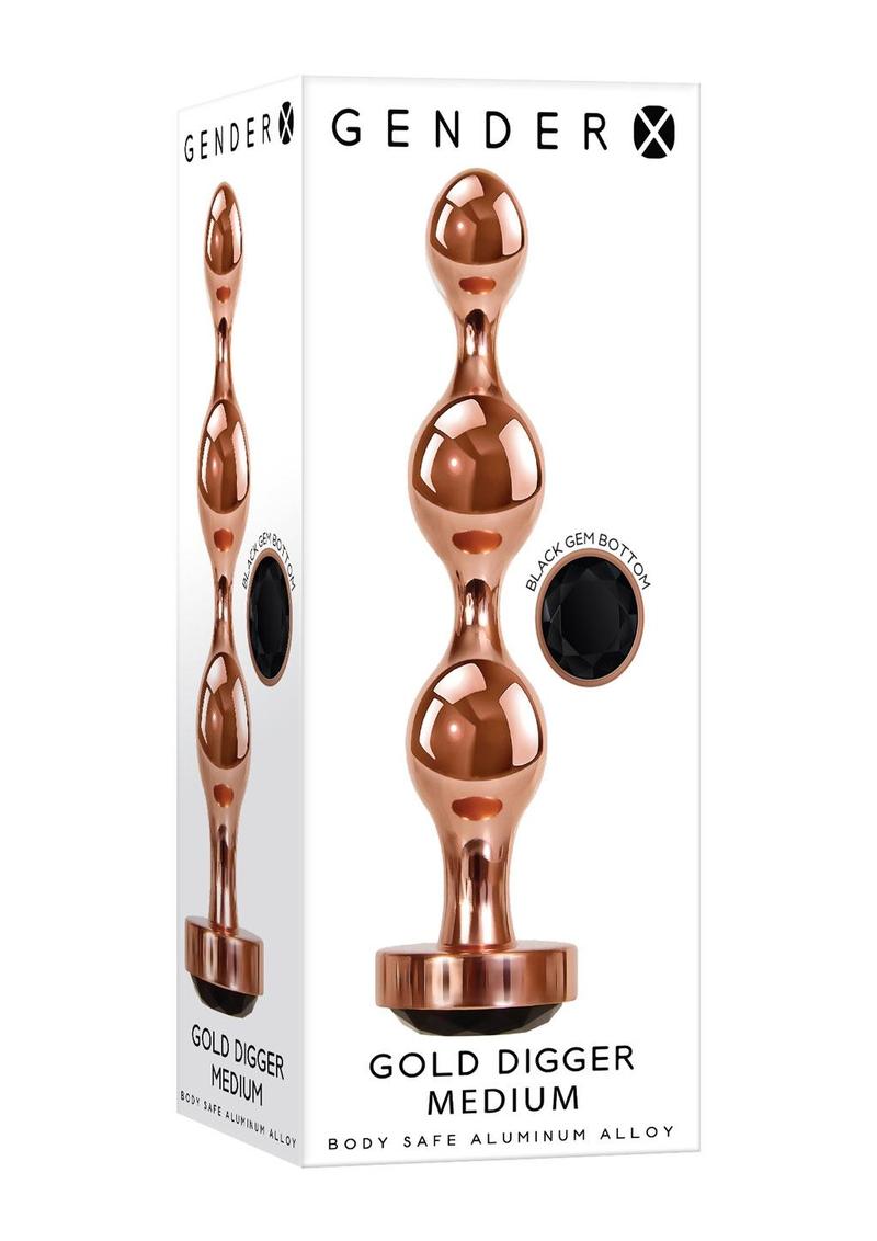 Gender X Gold Digger Anal Plug - Black/Rose Gold - Medium