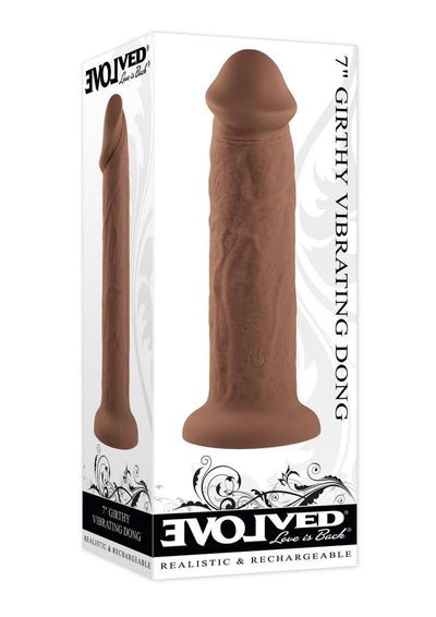 Girthy Vibrating Rechargeable Silicone Dildo - Caramel - 7in