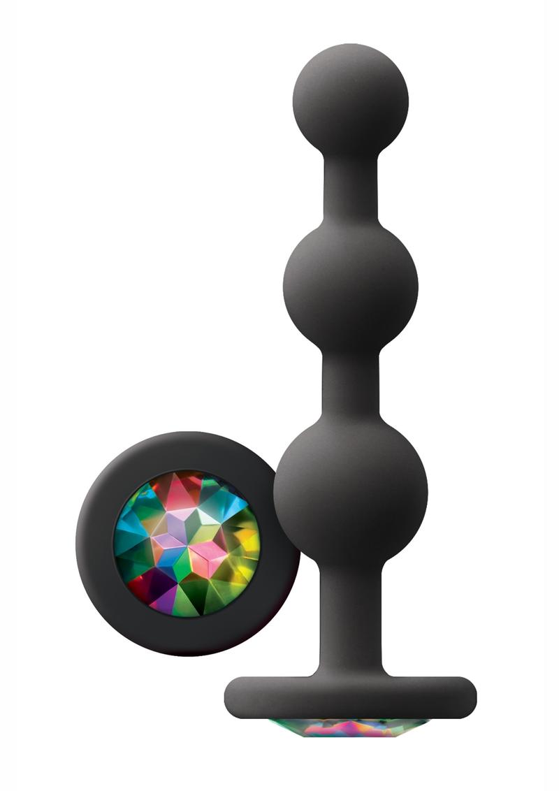 Glams Ripple Silicone Plug Rainbow Gem - Black - 4.49in