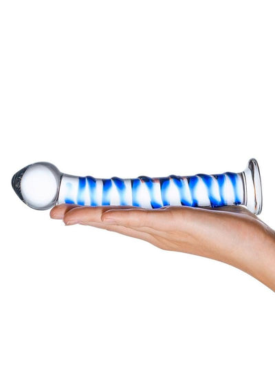 Glas Blue Spiral Glass Dildo