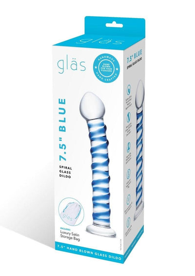 Glas Blue Spiral Glass Dildo - Blue/Clear