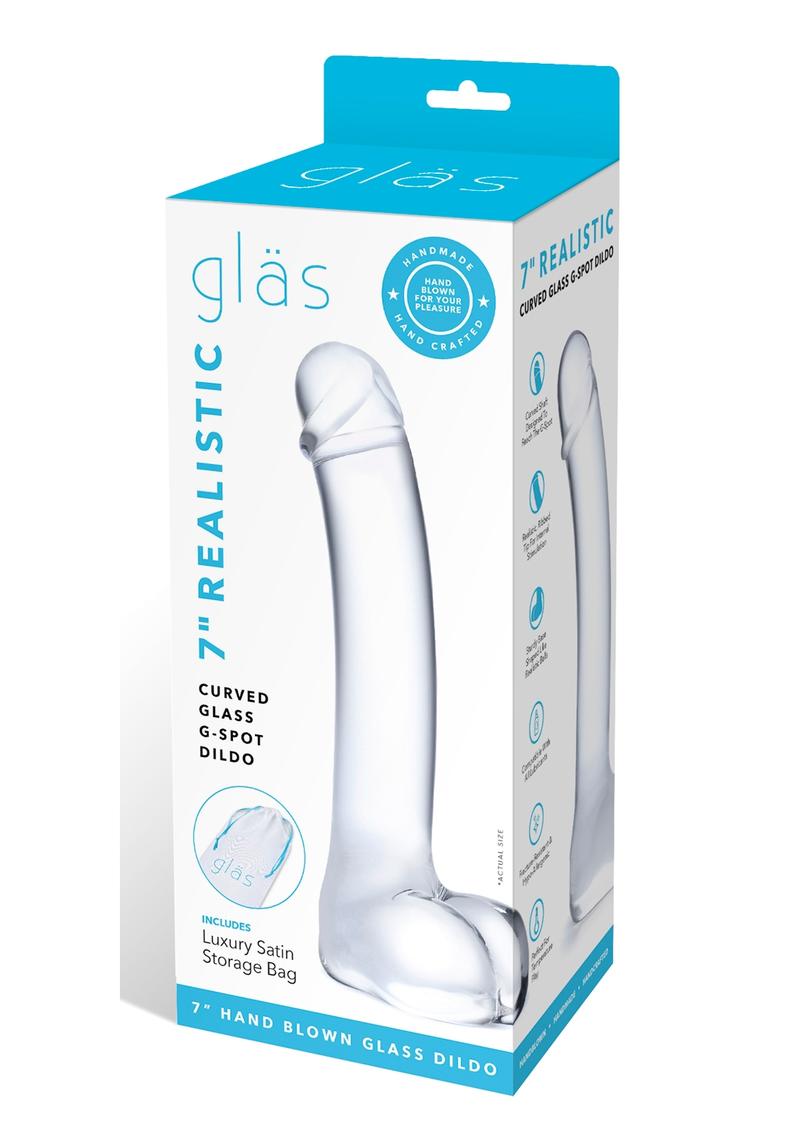 Glas Realistic Curved Glass G-Spot Dildo - Clear - 7in